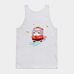 Skiing Santa Cat Tank Top